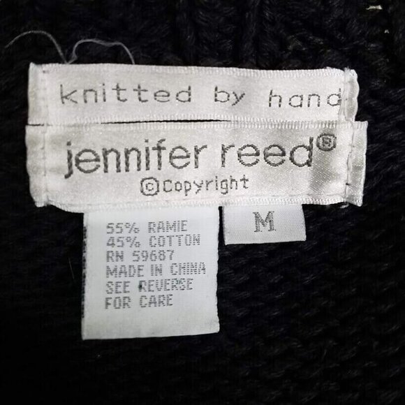 Jennifer Reed Womens Floral Sweater Size Medium Vintage 80s Hand Knit Romantic - Picture 6 of 8